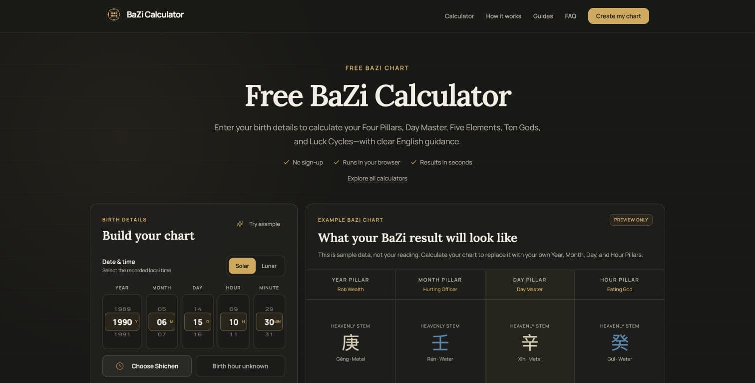 BaZi Calculator